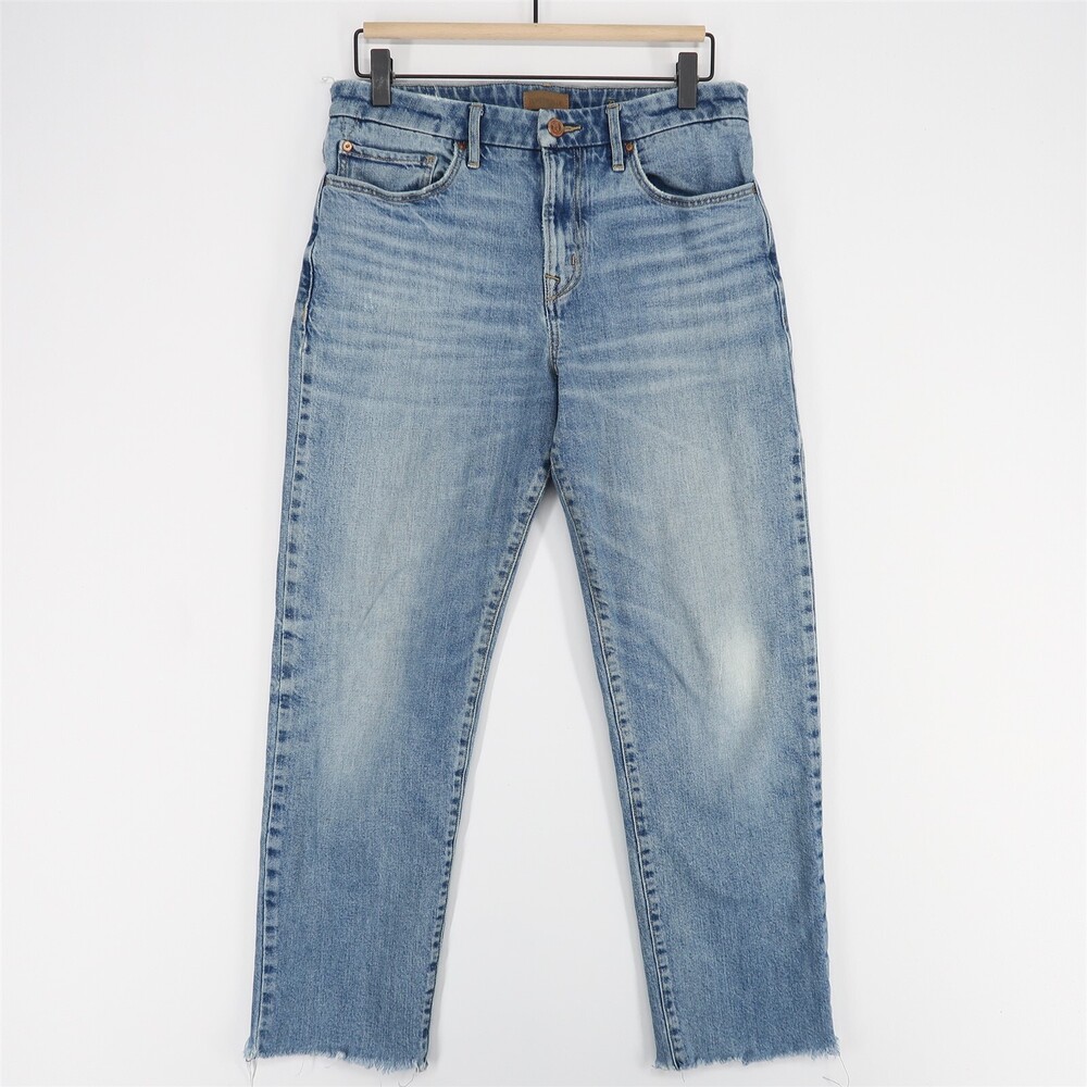 Porter Blue Rebel Straight Jeans Womens 28 Blue Distressed Stretch‎ Ankle Fray